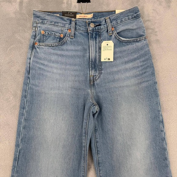 Levis Premium Ribcage Wide Leg Jeans Light Wash Blue Super High Rise 27x32 NEW - Picture 4 of 14